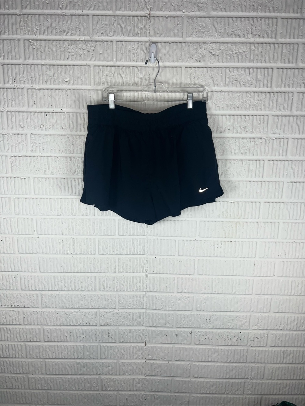 Nike Women’s Black Athletic Shorts with White Swoosh